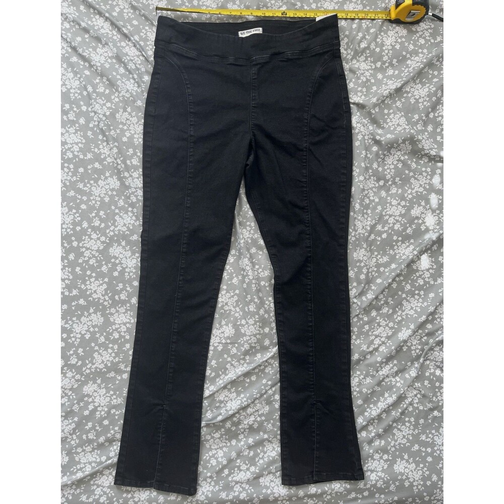 Free People We The Free Double Dutch Slit Skinny Jeans Black XL Pull On Seam